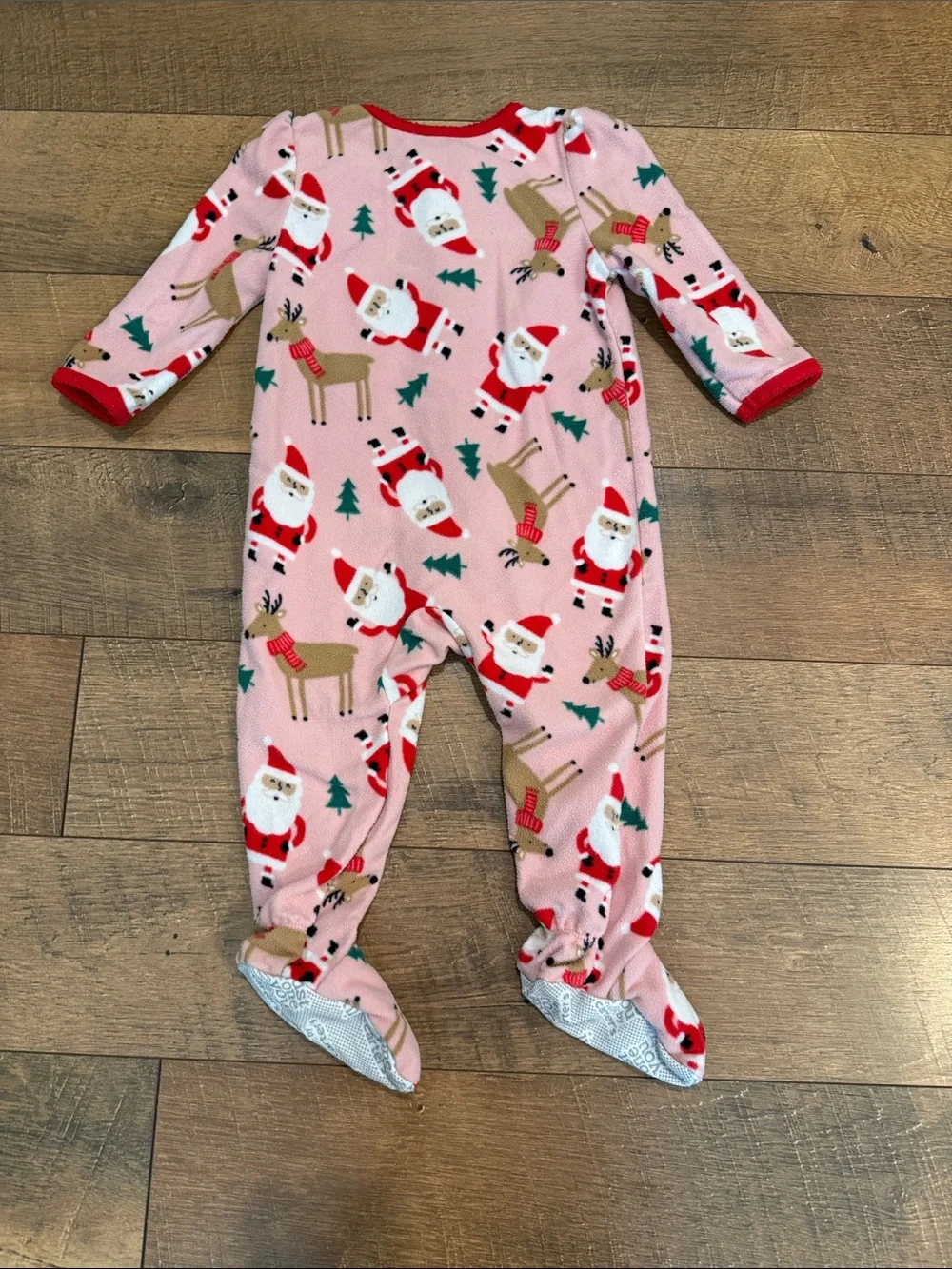 Carter's Pink Santa & Reindeer Footed One-Piece Pajama